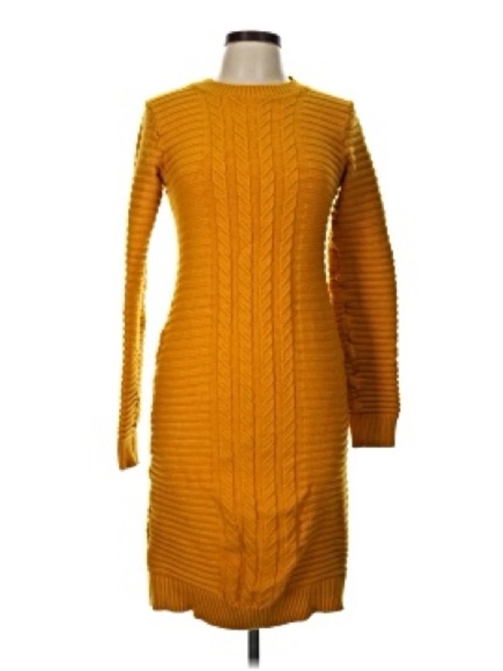 Rebdolls Mustard Cable Knit Long Sleeve Sweater Dress 1X